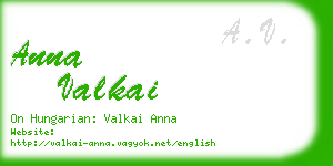 anna valkai business card